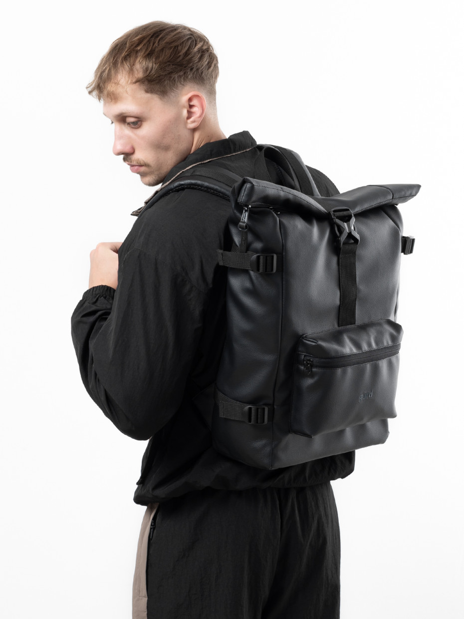 Рюкзак ROLLTOP 2 I еко-шкіра чорна матова 3/20