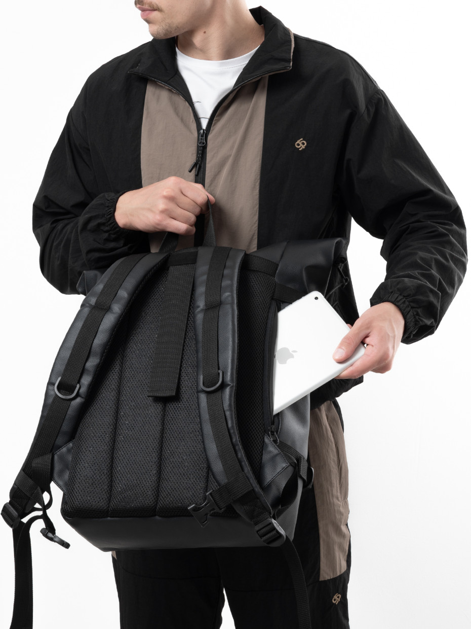Рюкзак ROLLTOP 2 I еко-шкіра чорна матова 3/20