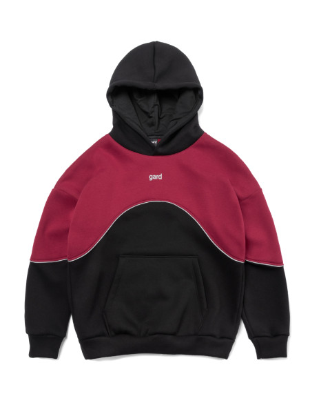 Худі oversize fleece WAVE | чорний-бордовий 4/24