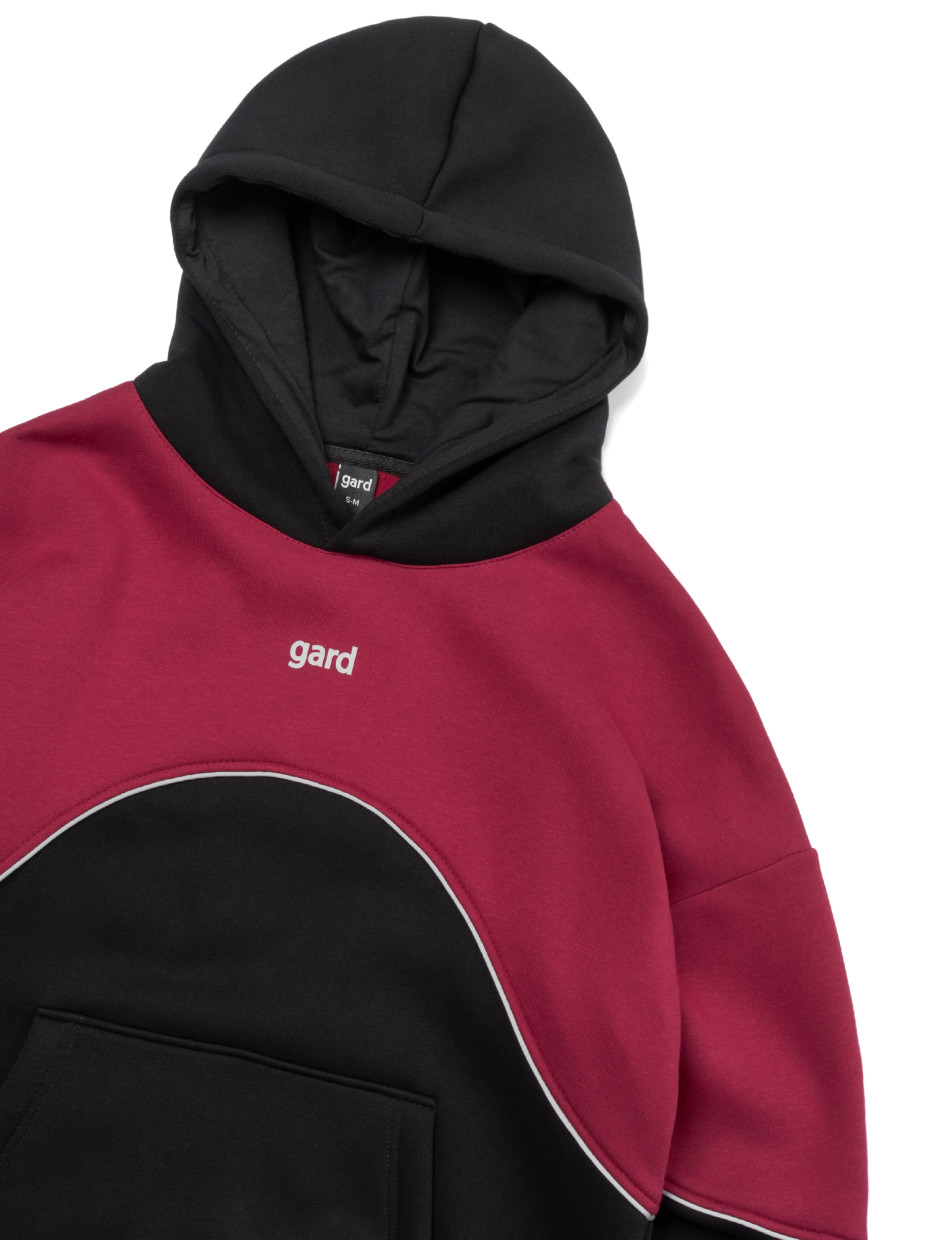Худи oversize fleece WAVE | черный-бордовый 4/24