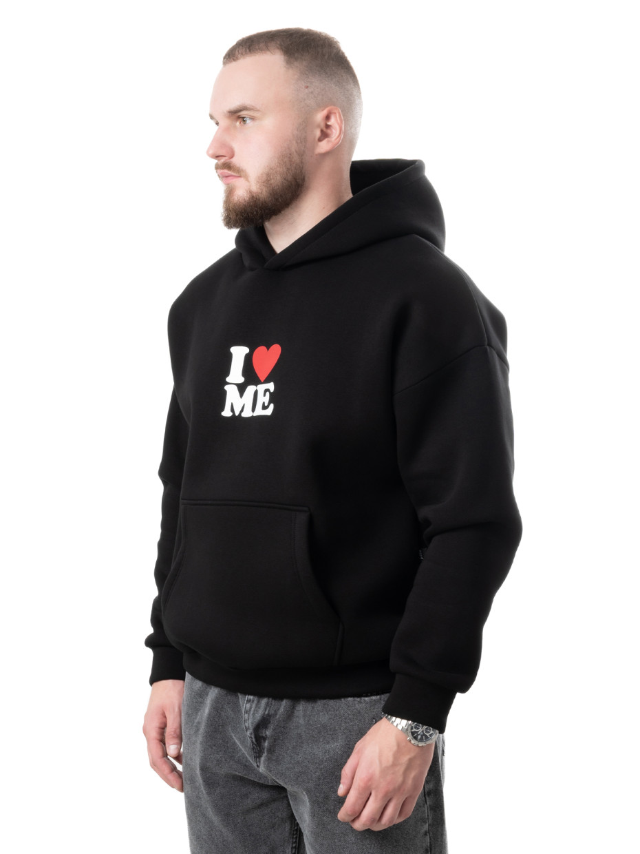 Худи oversize fleece I love ME І черный 4/24