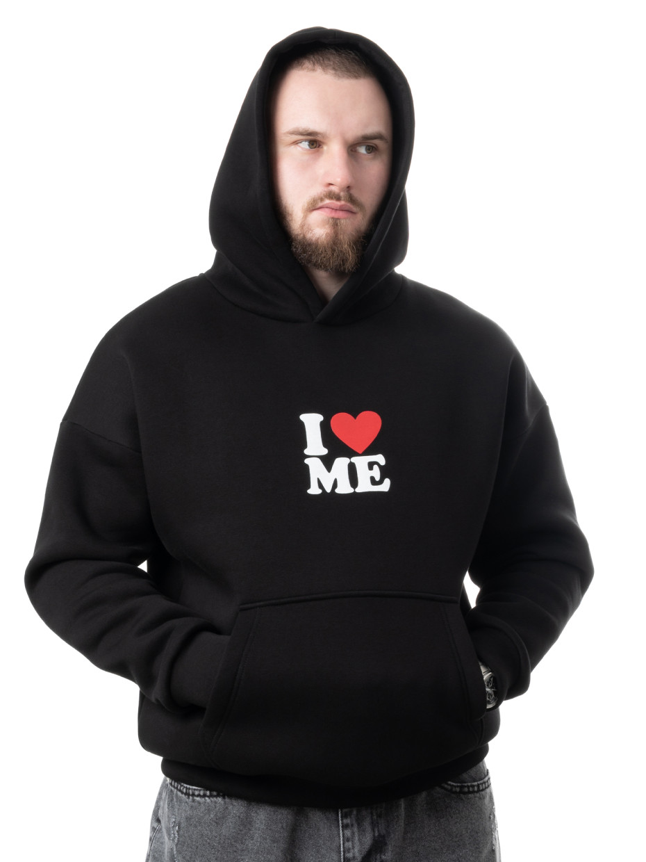 Худи oversize fleece I love ME І черный 4/24