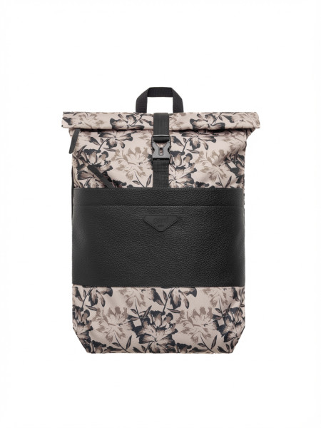 Рюкзак ROLLTOP POCKET 2 | vintage flowers - екошкіра чорна текстурована 2/24