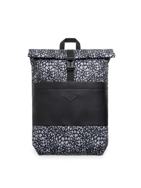 Рюкзак ROLLTOP POCKET 2 | gray leopard - екошкіра чорна текстурована 2/24