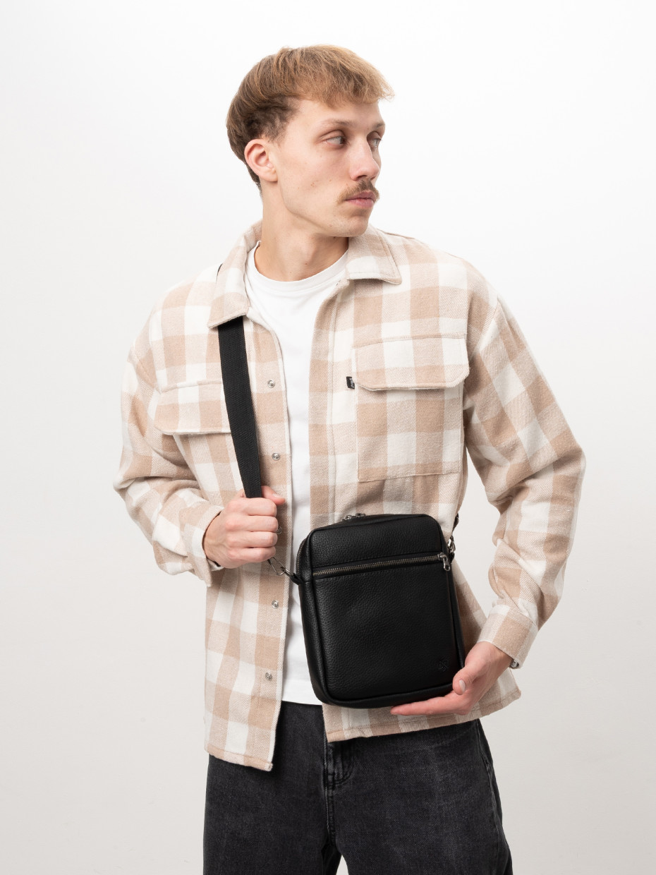 Сумка через плече MINI METAL ZIP 2 I екошкіра чорна текстурована 4/25