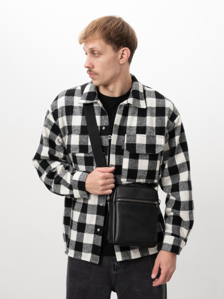 Сумка через плече MINI METAL ZIP 2 I екошкіра чорна глянцева 4/25 фото 3
