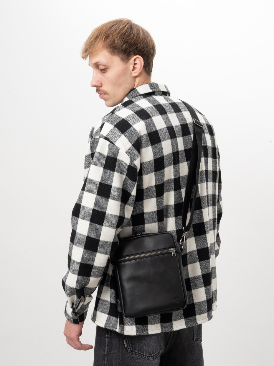 Сумка через плече MINI METAL ZIP 2 I екошкіра чорна глянцева 4/25