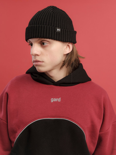 Худі oversize fleece WAVE | чорний-бордовий 4/24 фото 3