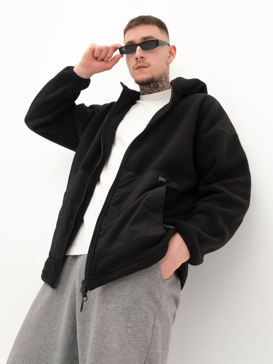 Худі MICROFLEECE на блискавці зі вставками І чорний 4/24