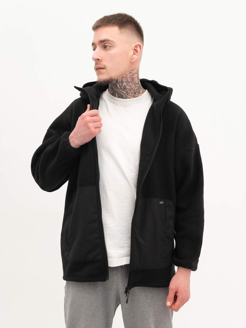 Худі MICROFLEECE на блискавці зі вставками І чорний 4/24