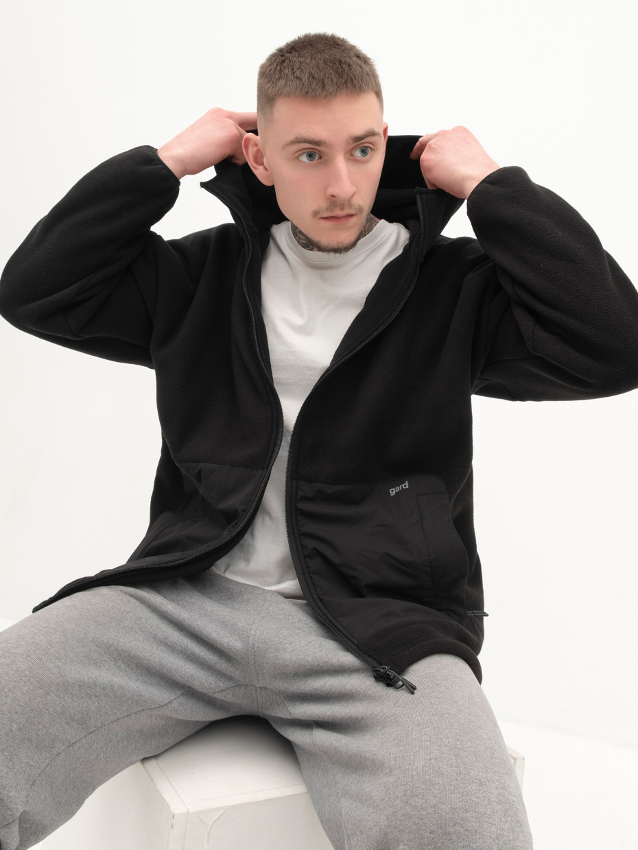 Худі MICROFLEECE на блискавці зі вставками І чорний 4/24