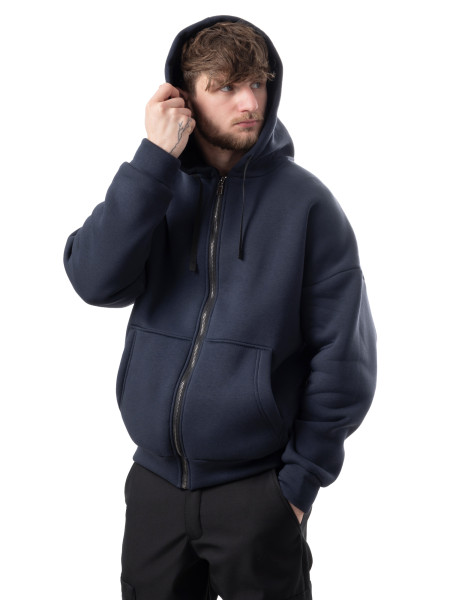 Худи oversize fleece на молнии І синий 4/24 фото 3