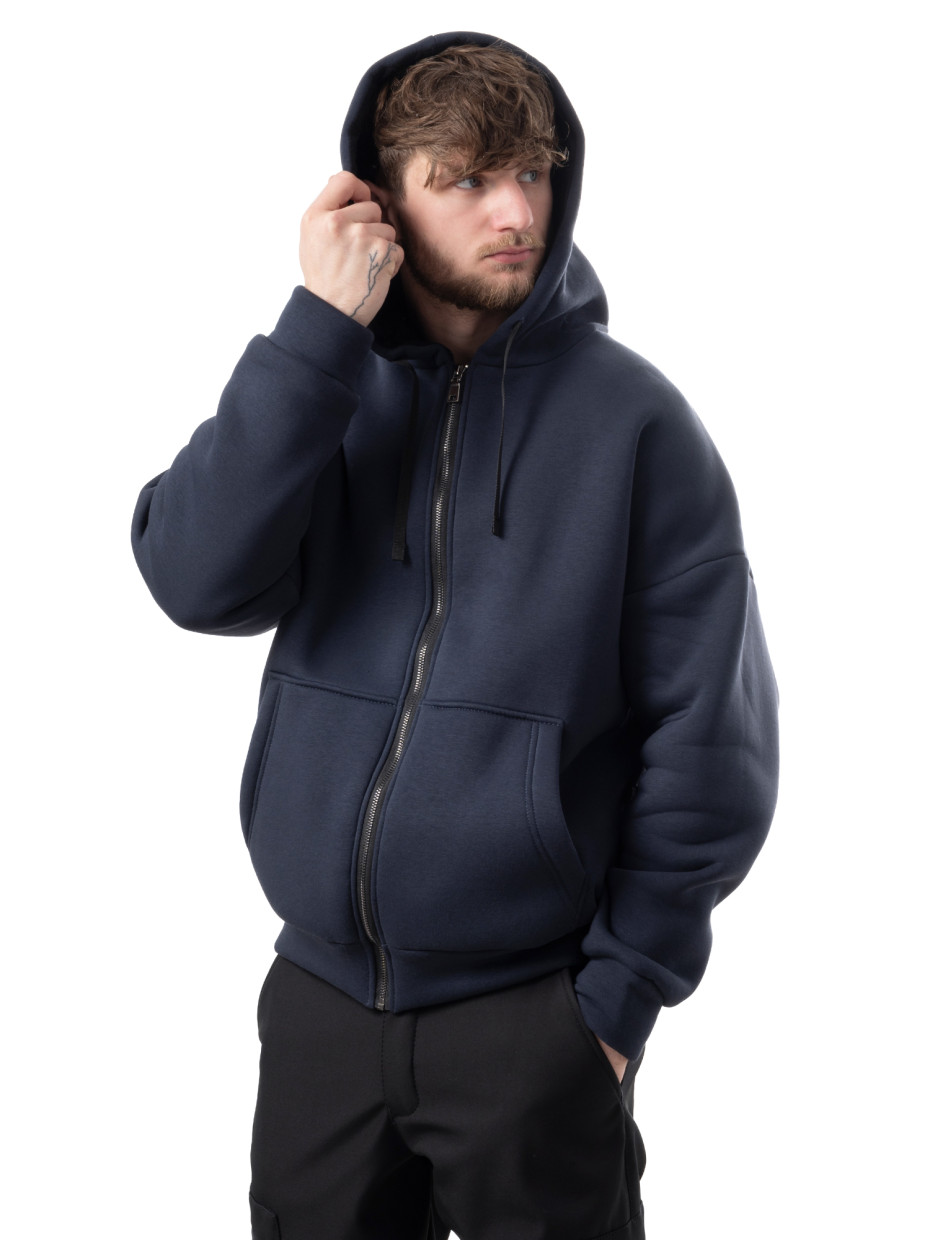 Худі oversize fleece на блискавці І синій 4/24