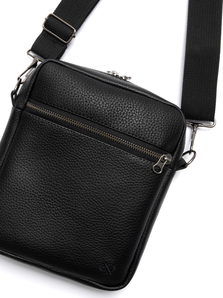 Сумка через плече MINI METAL ZIP 2 I екошкіра чорна текстурована 4/25