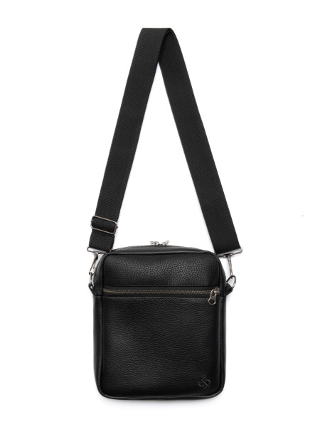 Сумка через плече MINI METAL ZIP 2 I екошкіра чорна текстурована 4/25