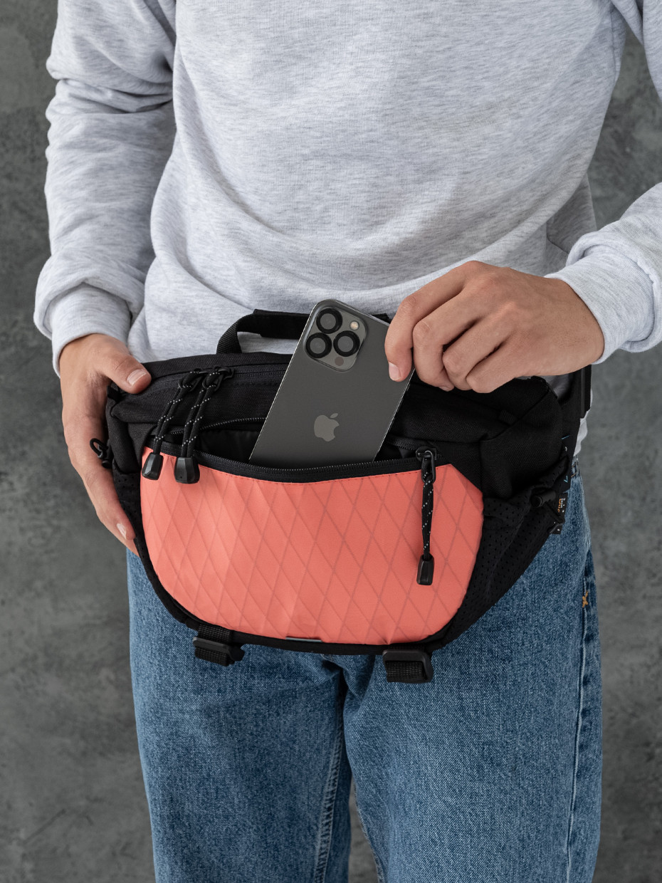 Сумка LONG | CORDURA чорний/X-PAC кораловий 3/23