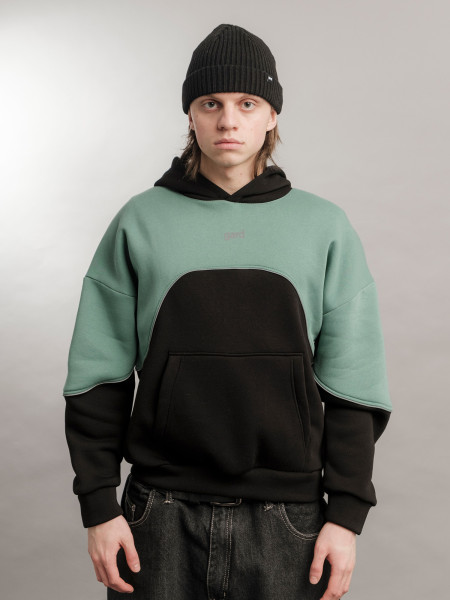Худі oversize fleece WAVE | чорний-м’ятний 4/24 фото 2