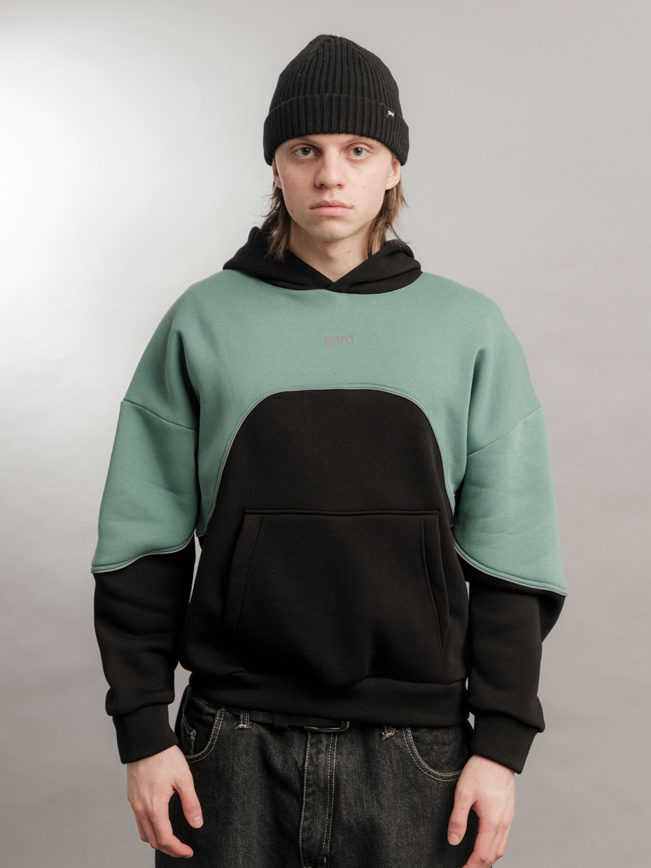 Худи oversize fleece WAVE | черный-мятный 4/24