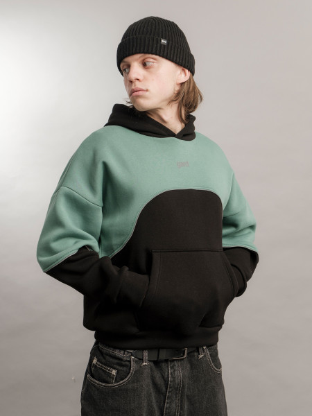 Худі oversize fleece WAVE | чорний-м’ятний 4/24 фото 3