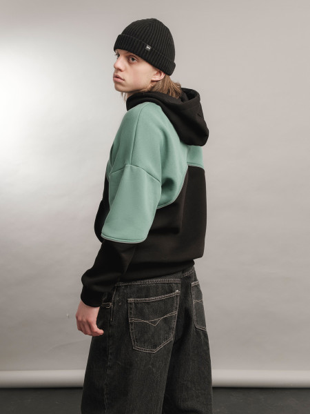 Худі oversize fleece WAVE | чорний-м’ятний 4/24 фото 4