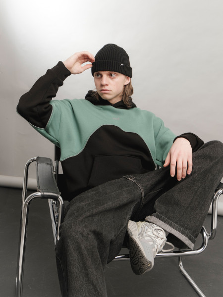 Худі oversize fleece WAVE | чорний-м’ятний 4/24 фото 5