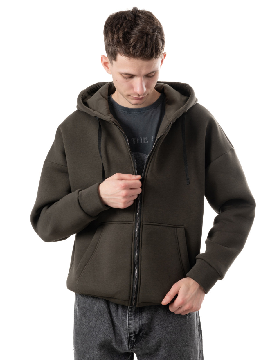 Худи oversize fleece на молнии І хаки 4/24