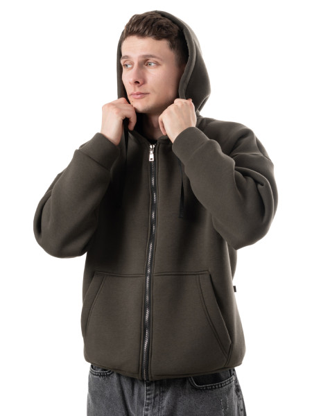 Худи oversize fleece на молнии І хаки 4/24 фото 4