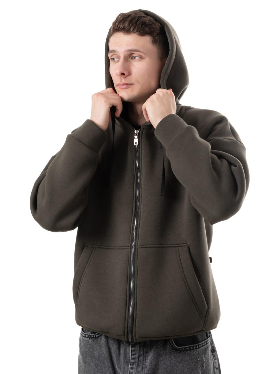 Худи oversize fleece на молнии І хаки 4/24