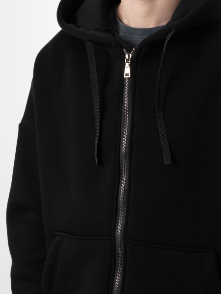 Худи oversize fleece на молнии І черный 4/24 фото 6