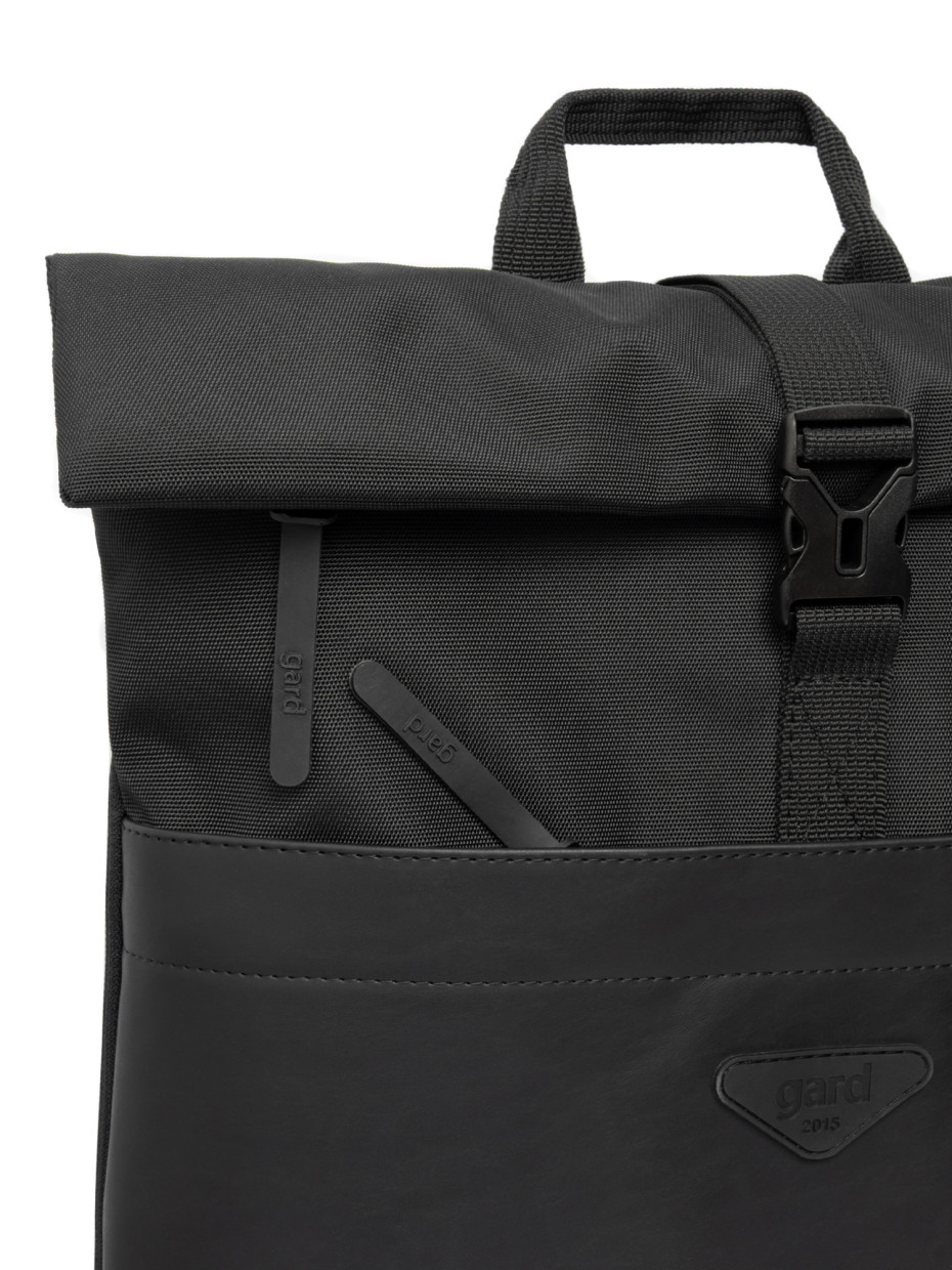 Рюкзак ROLLTOP POCKET 2 | чорний - екошкіра чорна матова 1/24
