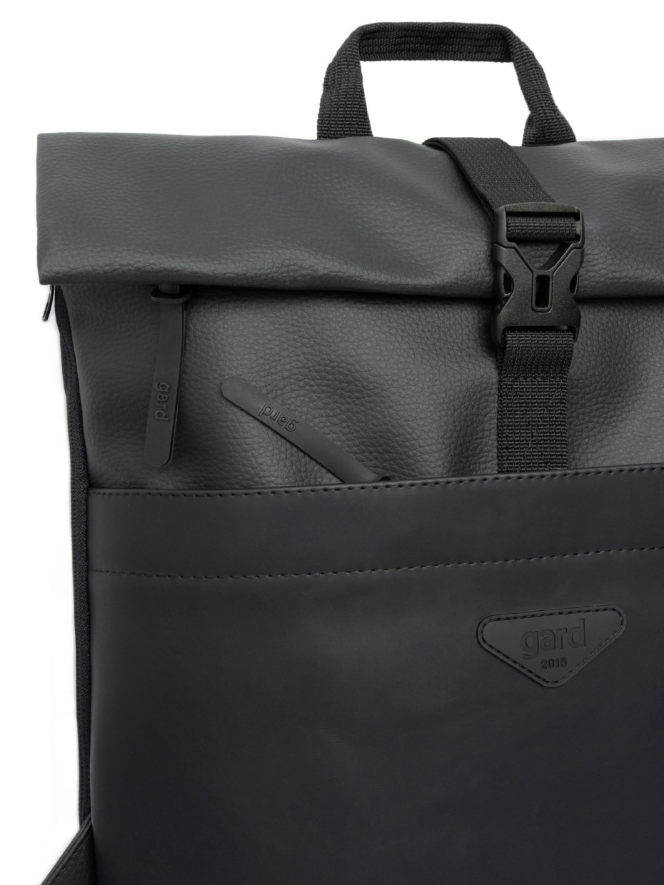 Рюкзак ROLLTOP POCKET 2 | екошкіра чорна - чорна матова 1/24