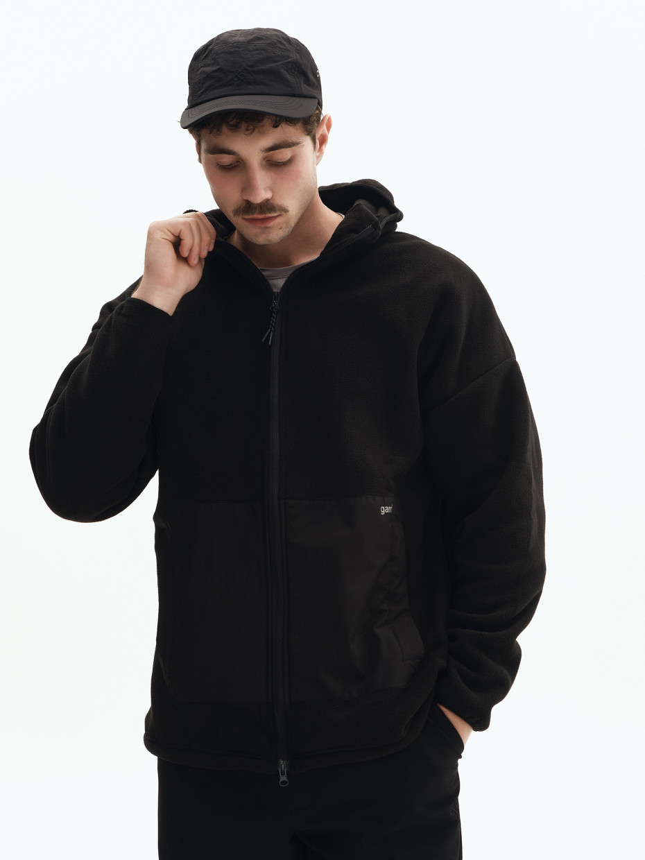 Худі MICROFLEECE на блискавці зі вставками І чорний 4/24