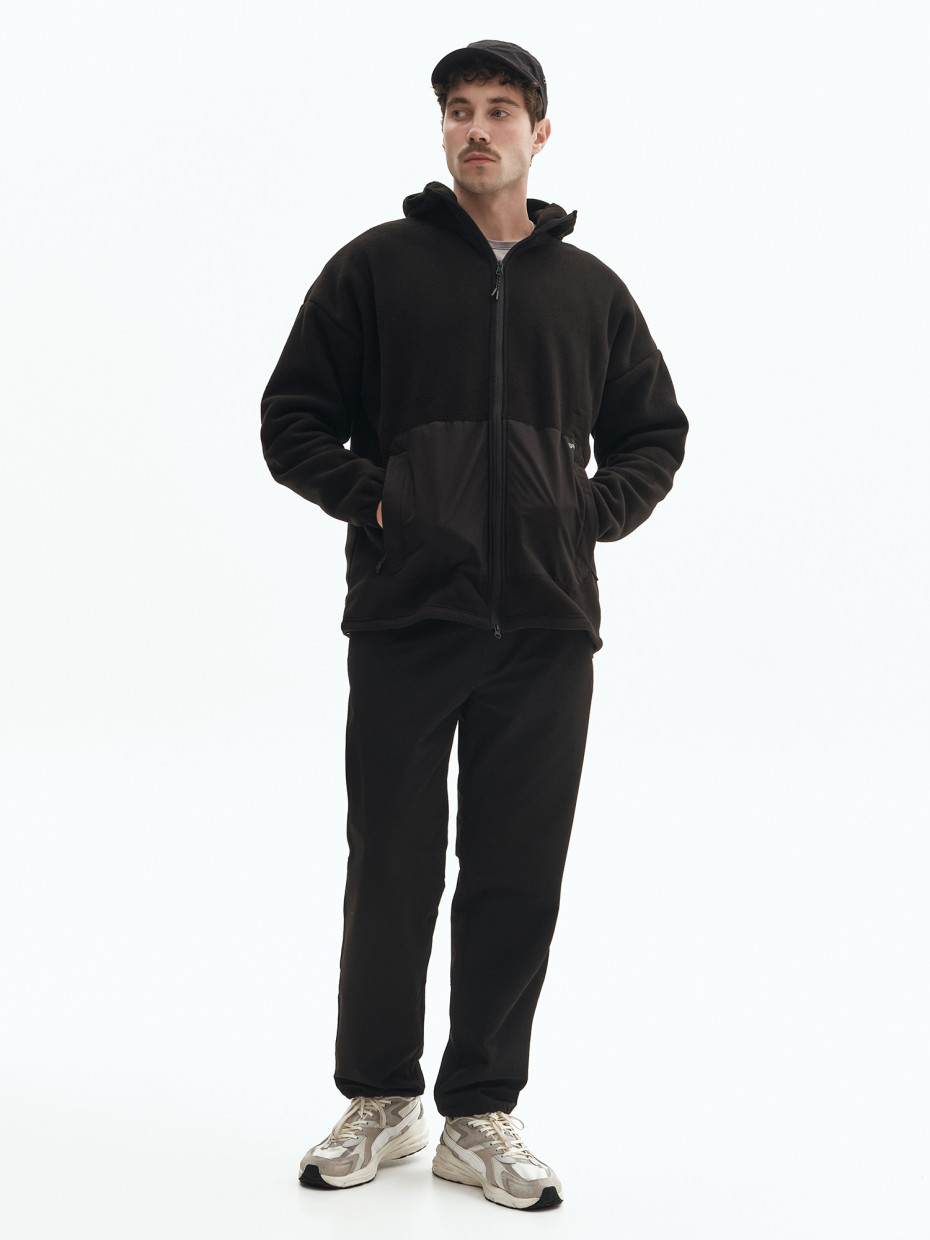 Худі MICROFLEECE на блискавці зі вставками І чорний 4/24
